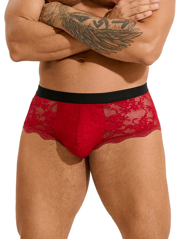 Men's Sexy Lace See-Through Briefs by Scandals Menswear displayed elegantly, highlighting their eye-catching design for luxurious men's briefs.